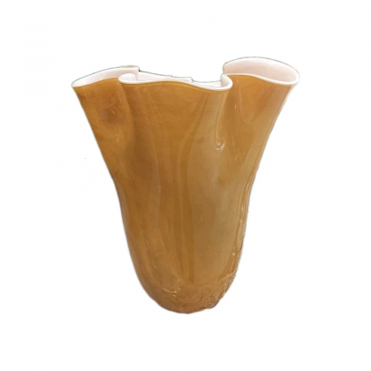 Vaso Brahma in Vetro colore Giallo h 22 x 23 cm Fade Maison