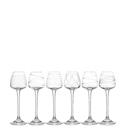 6 Bicchieri Calici Liquore Alizèe Anser con incisione...