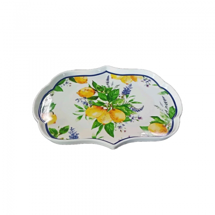 Vassoio Ovale Soraya in Porcellana Decoro Limoni 30 x 20 cm