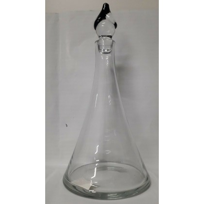 Bottiglia in cristallo Bohémia, trasparente con tappo nero