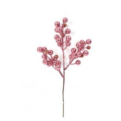 Decorazione Natalizia 6 Rametti con Bacche colore Rosa...